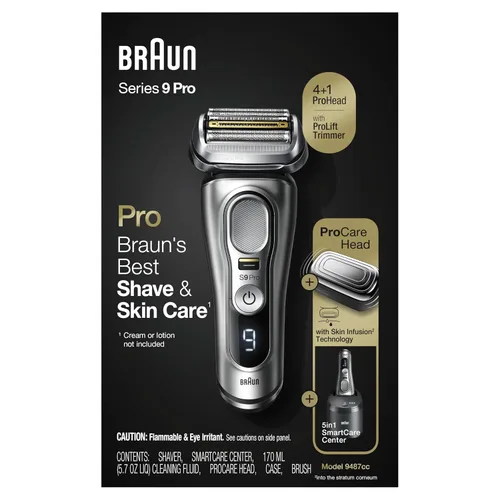 Miniatura 9 de Braun Series 9 Pro 9487cc Afeitadora eléctrica para hombre, para uso húmedo y seco, recargable, afeitadora eléctrica con estación de limpieza