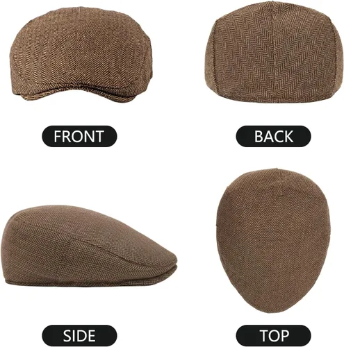 Miniatura 4 de meioro Gorra plana de espiga para hombre, gorra clásica de tweed de Newsboy, gorra de mezcla de lana, gorra plana de Gatsby, gorras de hiedra