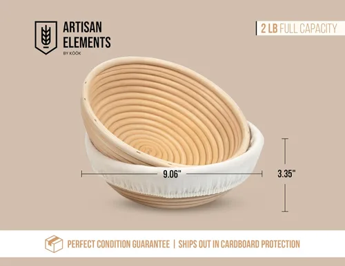 Miniatura 7 de Cesta de prueba de pan Banneton, Kook, Cesta de prueba de pan de masa madre, Prueba de pan Banneton, Cestas artesanales para hacer pan de masa