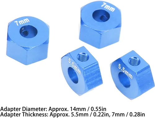 Miniatura 4 de plplaaoo Bujes de rueda hexagonales, 4 cubos de rueda hexagonales modelo RC de 0.551 pulgadas, hexagonal de rueda RC de 0.551 in, 0.217 in y 0.276