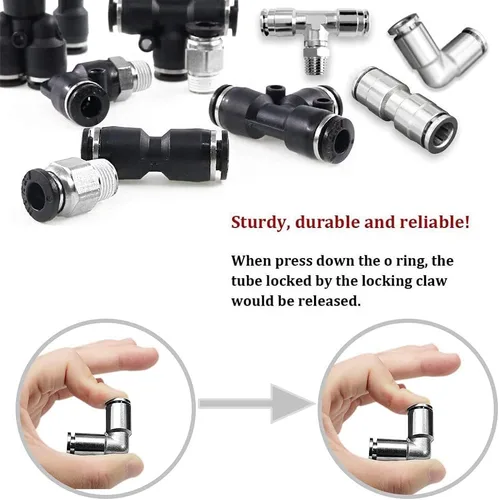 Miniatura 5 de Beduan Push to Connect Tube Fitting Union Tee, cobre niquelado tubo de 3/8" OD x 1/4" NPT rosca macho en forma de unión adaptador de montaje