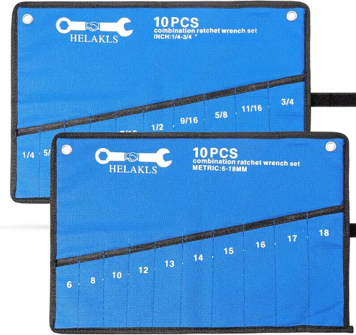 Miniatura 9 de Bolsa Organizadora Enrollable de 10 Bolsillos para Llaves y Herramientas, Organizadores de Herramientas de Lona Resistente en Azul