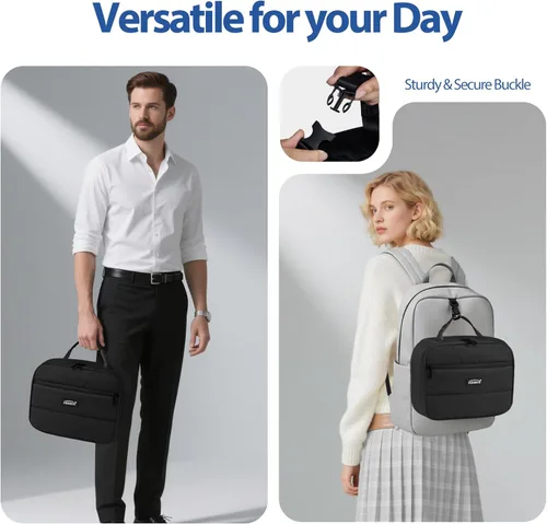 Miniatura 7 de Aosbos - Bolsa de almuerzo aislada para adultos - Elegante lonchera pequeña en sarga para trabajo, oficina - Bolsa de almuerzo suave y portátil