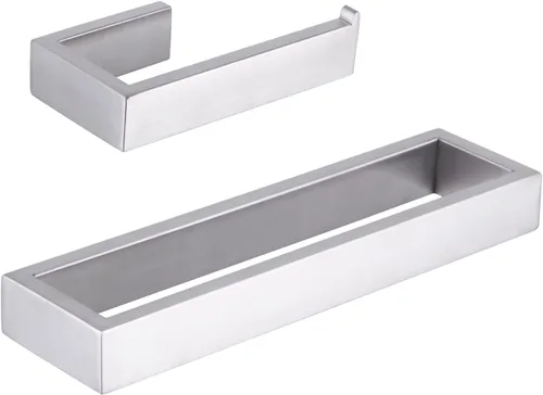 GERZWY Juego de accesorios de baño de 2 piezas de acero inoxidable contemporáneo montado en la pared - Soporte para papel higiénico con anillos de