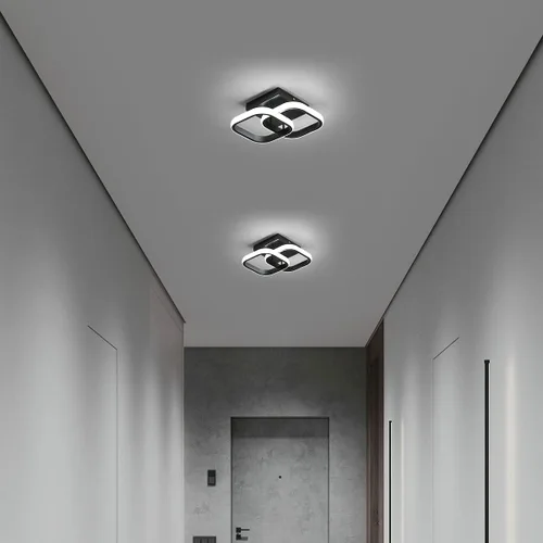 Miniatura 2 de Lámpara de techo LED moderna, 9 pulgadas, cuadrada, 6500 K, blanco frío, negro, mini lámpara de techo para pasillo, dormitorio, cocina, balcón