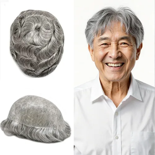 Miniatura 56 de Toupee para hombres Full Poly Mens Toupee Cabello humano Piezas para hombres Sistema de reemplazo de pelo para hombres Protesis Capilar Para Hombre