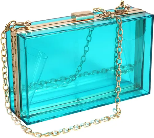 Miniatura 16 de WJCD - Bolso de mano de acrílico transparente para mujer, bolso de hombro con correa de cadena de dorada desmontable Premium Acrylic, Stadium