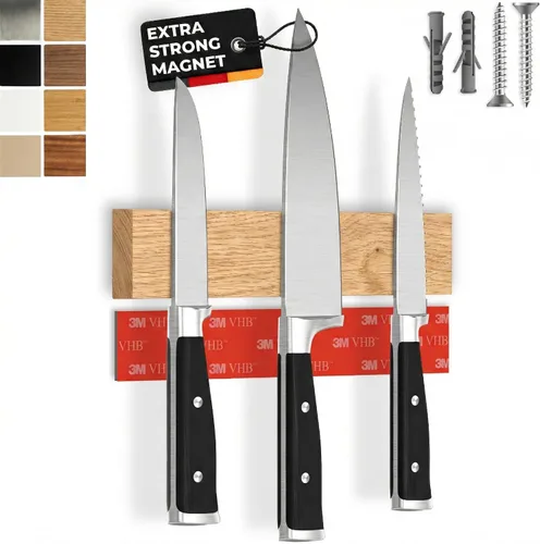 Miniatura 13 de Portacuchillos magnético para pared, 10" no requiere perforación, incluye cinta autoadhesiva, extra fuerte para sujetar cuchillos – Tira magnética