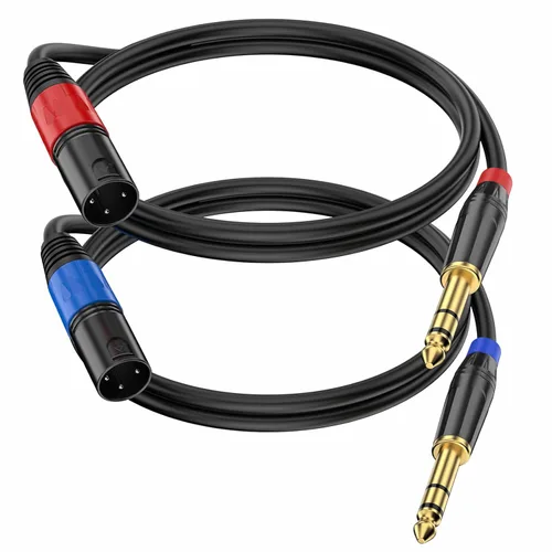 Miniatura 13 de Pack de 2 Cables XLR Hembra a 1/4 Pulgada 6,35 mm TRS Mono Jack para Micrófono Dinámico, 1,6 Pies, Negro, Cable de Micrófono XLR Hembra Equilibrado