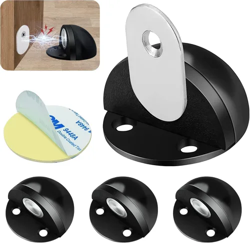 Miniatura 8 de KOLAKO Topes magnéticos para puerta, paquete de 4 topes de puerta adhesivos para la parte inferior de la puerta, de acero inoxidable cepillado
