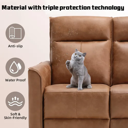 Miniatura 4 de CANMOV Juego de muebles de sofá reclinable manual para sala de estar, incluye sillas de enfermería Leathaire, reclinables giratorias, sillón