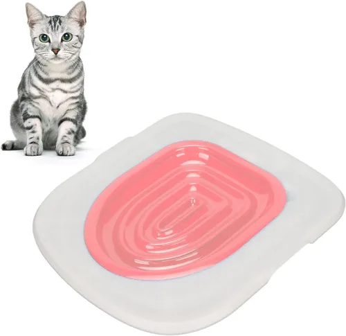 Miniatura 4 de Sistema de entrenamiento para inodoro para gatos, bandeja blanca con soporte interior gris, caja de arena reutilizable universal para mascotas