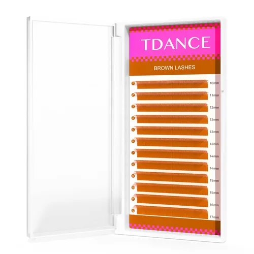 Miniatura 9 de Extensiones de pestañas marrón oscuro TDANCE Extensiones de pestañas de color 0.03/0.05/0.07mm rizo C/D Láseres de pestañas marrón premium para uso