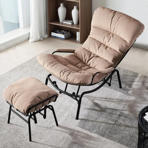 ovios Mecedora con otomana, reclinable deslizante con reposapiés, sillón de acento perezoso con cómodo cojín para sala de estar, dormitorio,