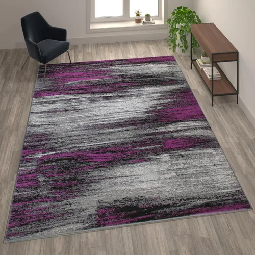 Miniatura 33 de Flash Furniture Rylan Collection - Alfombra contemporánea de olefinas azules, de pelo alto, 2 x 10 pies, respaldo de yute, pasillo, entrada