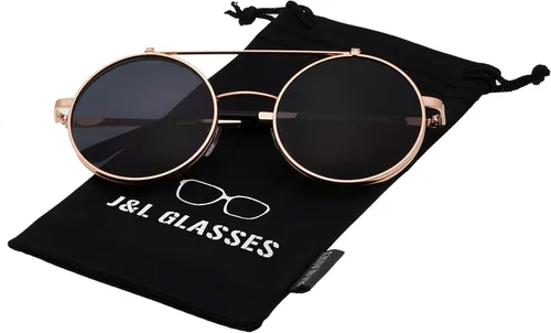 Miniatura 2 de J&L Glasses Gafas de sol redondas retro abatibles Steampunk