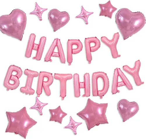 Miniatura 24 de TONIFUL Pancarta de Globos Negros de Feliz Cumpleaños de 16 Pulgadas con Letras de Papel de Aluminio Mylar, Cartel Banderín Reutilizable