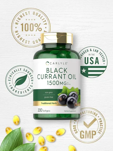Miniatura 5 de Carlyle Cápsulas blandas de aceite de grosella negra 1500 mg 200 unidades Fórmula sin OMG y sin gluten Aceite de semilla de grosella negra