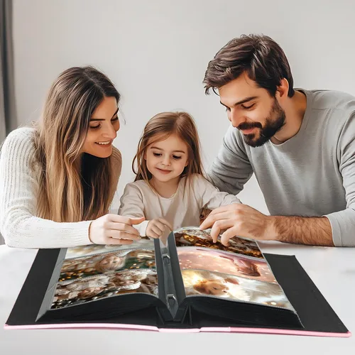 Miniatura 5 de Artmag - Álbum de fotos 4 x 6, 300 fotos, gran capacidad, cubierta de cuero, para bodas y familia, álbum de fotos con capacidad para 300 fotos Negro