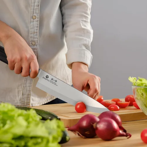 Miniatura 6 de imarku Cuchillo de chef profesional japonés de 8 pulgadas, cuchillo de pelar de acero inoxidable de alto carbono, mango ergonómico, afilado, borde