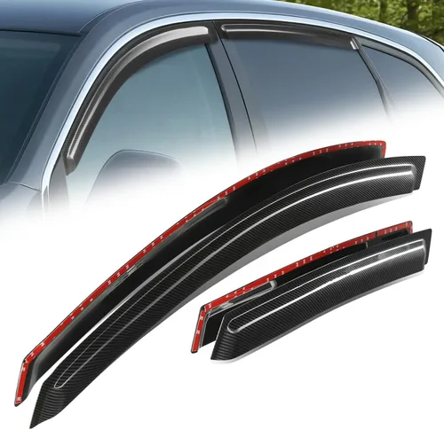 Miniatura 30 de Auto Dynasty 4 piezas viseras de ventana con patrón de fibra de carbono compatibles con Chrysler PT Cruiser 2001-2010, deflectores de ventana