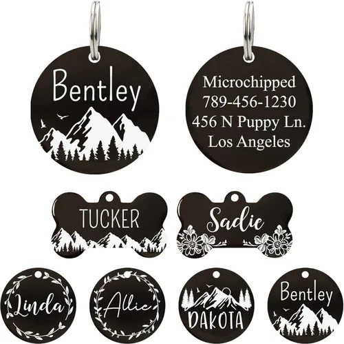 Miniatura 33 de Ultra Joys - Etiquetas de identificación de mascotas de acero inoxidable - Grabado personalizado en la parte delantera y trasera, etiquetas
