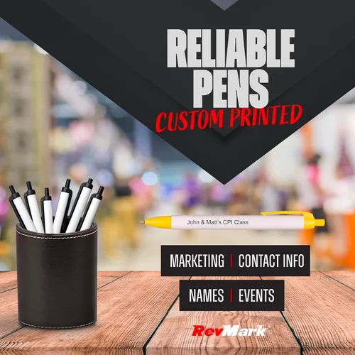 Miniatura 2 de RevMark Bolígrafos personalizados de cuerpo ancho, tinta negra, fabricados en los Estados Unidos, impresos a medida con información del evento