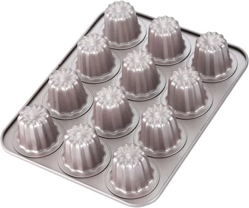 Miniatura 10 de CHEFMADE Molde de Pastel Canelé, Molde de 6.6 cm Antiadherente para Magdalenas y Cupcakes para Hornear al Horno (Oro Champán)