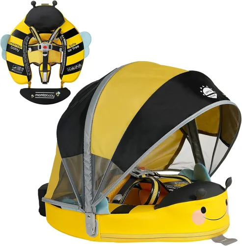 Miniatura 10 de Mambobaby Flotador con toldo y cola para bebé, flotador de piscina no inflable, flotador sólido para bebé, ángel suave, impermeable