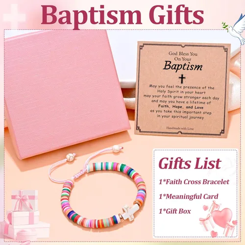 Miniatura 7 de NatuBeau Regalos de primera comunión, pulsera de cruz con tarjeta de regalo, regalos de santa comunión, regalos de bautismo, regalos de confirmación