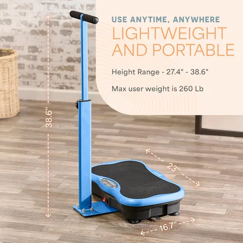 Miniatura 7 de Lifepro TrimLite Vibration Plate with Handle — Vibration Plate Exercise Machine with 99 Speed Levels, Bluetooth & Magnetic Acupoints — Whole Body
