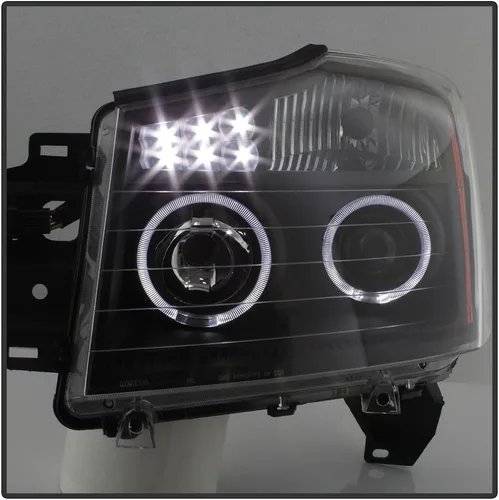 Miniatura 8 de AKKON - Faros de repuesto LED DRL de día con anillo doble halo y bisel negro para Nissan Titan Armada