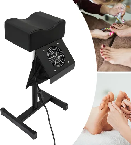 Miniatura 5 de Reposapiés de pedicura, taburete de pedicura con ventilador de limpieza de polvo, reposapiés ajustable, sillas de masaje para el cuidado de los Negro