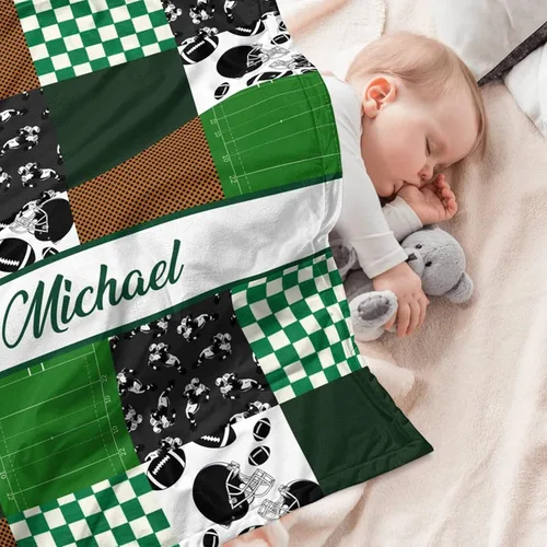 Miniatura 3 de Juego de ropa de cama personalizada para cuna para bebés niños, juego personalizado con nombre, ropa de cama de guardería de fútbol, juegos de 2