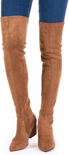 Miniatura 8 de N.N.G Botas por encima de la rodilla para mujer hasta el muslo de gamuza Bloque de invierno bajo por encima de plano largo OTK Comfort Punta