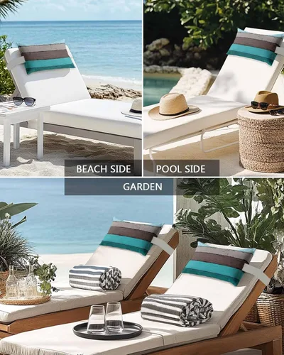 Miniatura 5 de Summer - Almohada para silla de playa de grano de madera de granja para exteriores, reposacabezas para tumbona, almohada reclinable con rellenos