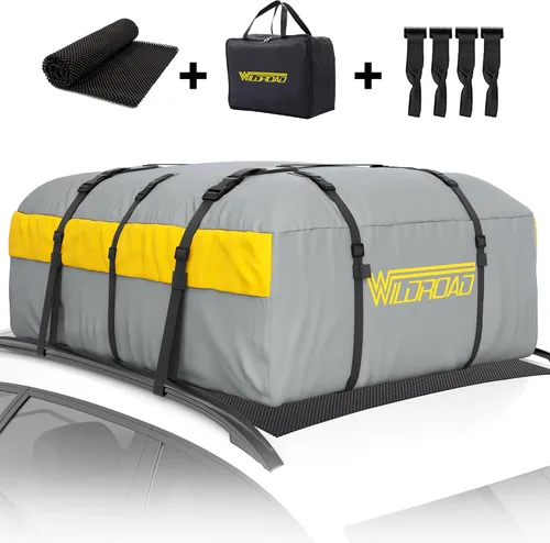 WILDROAD Bolsa para Techo de Automóvil Portaequipajes de Carga para Techo, 21 Pies Cúbicos Impermeable Bolsa Portaequipajes de Carga para Techo con