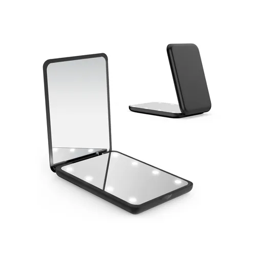 Miniatura 9 de WOBSION Espejo pequeño con luces, espejo de maquillaje compacto LED, mini espejo de viaje 1x/3x con aumento, portátil para bolso, bolsillo, regalos