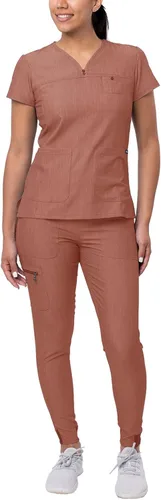Adar Pro - Conjunto de ropa quirúrgica con mejora de movimiento para mujer, blusa médica con cuello en V y pantalón médico deportivo y para yoga