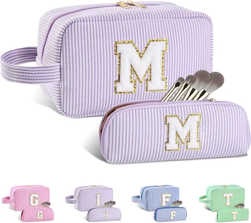 Miniatura 158 de Regalos personalizados para mujeres, bolsa de maquillaje con inicial, bolsa de maquillaje de viaje, bolsa de cosméticos, bolsa de artículos