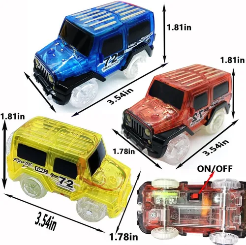 Miniatura 3 de Pistas de coches de repuesto con luz LED, juguetes de coches que brillan en la oscuridad, pistas de carreras de coches compatibles con juguetes
