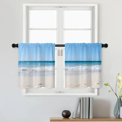 Miniatura 187 de Batmerry Silueta de hombre y niño, marco en forma de corazón con figuras, tratamiento de ventana, cortina corta de cocina multicapa de poliéster
