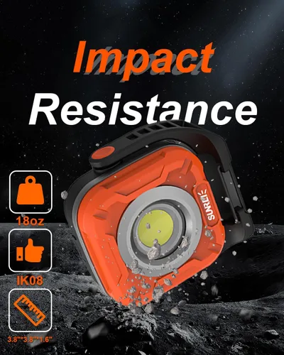 Miniatura 5 de SUNREI Luz de Trabajo Magnética LED de 1300LM con Atenuación Sin Escalones, Linterna Mecánica COB de 7800mAh, Reflector Recargable IPX65 con Gancho