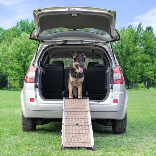 Miniatura 10 de Rampa para perros para automóvil, rampa antideslizante estable para perros grandes, 63 pulgadas de largo y 15 pulgadas de ancho, capacidad de 250