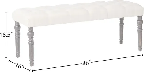 Miniatura 3 de Roundhill Furniture Leviton - Banco de comedor de tela con patas torneadas, color beige