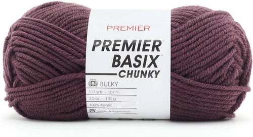 Miniatura 25 de Premier Yarns Basix Hilo Chunky Grueso, Perfecto para Elaborar Proyectos Rápidos, Peso Voluminoso, Hilo Acrílico, Acero, 3.5 onzas, 117 yardas