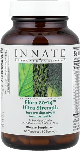 Innate Response Formulas Flora 20-14 Ultra Strength - Suplemento probiótico con 20 mil millones de UFC - 14 cepas probióticas - Vegano y sin OMG -