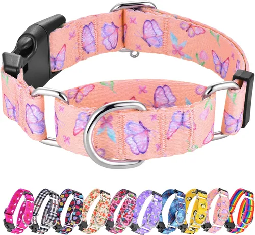 Miniatura 23 de Collar Martingale para perros, collares ajustables de nailon suave con diseño especial lindos patrones para perros pequeños, medianos y grandes Flor