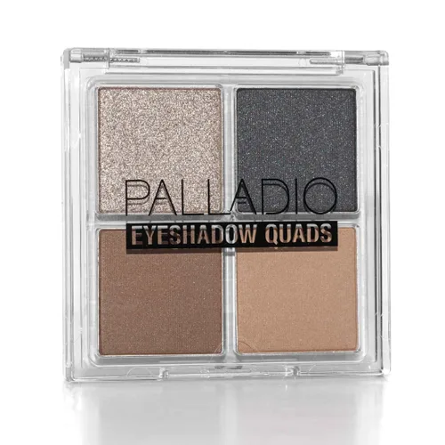 Palladio Quads de sombras de ojos, mate mezclable pigmentado aterciopelado, acabados metálicos y brillantes, fórmula cremosa, paleta de sombras de