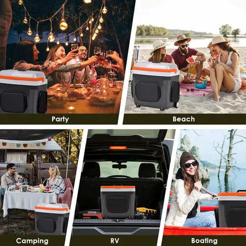 Miniatura 12 de Kikihuose Refrigerador de Coche de 12V 32 Qt (30L) Enfriador/Calentador Eléctrico con Bolsillos, Divisor de Paquete de Hielo, Tapa Extraíble